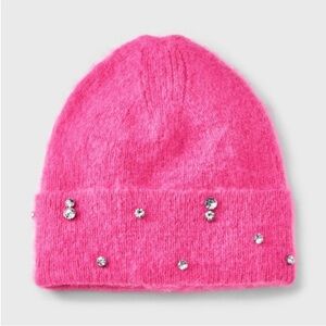Brushed RhineStone Embellished Jeweled Hat Beanie - A New Day Dark Pink NWT